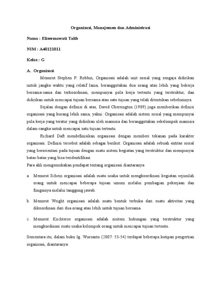 Organisasi manajemen dan administrasi pdf