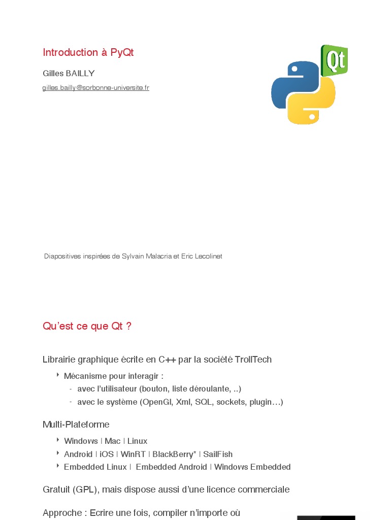 Introduction à PyQt et installation | PDF | Génie logiciel | Logiciel