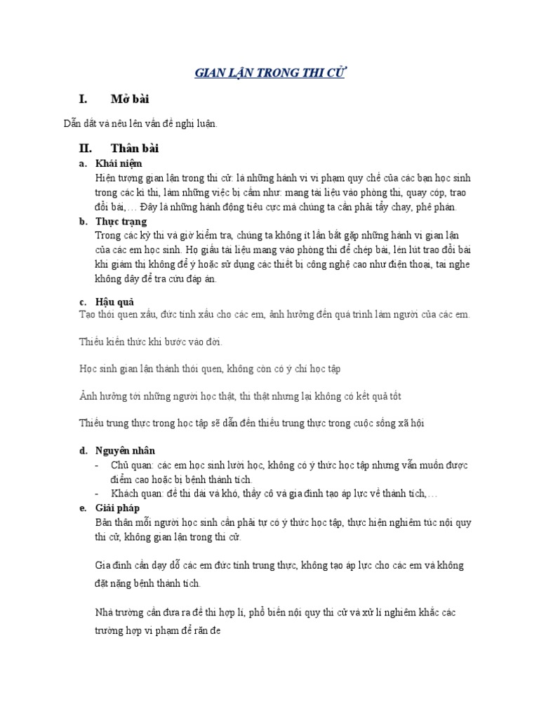 GIAN LẬN TRONG THI CỬ | PDF