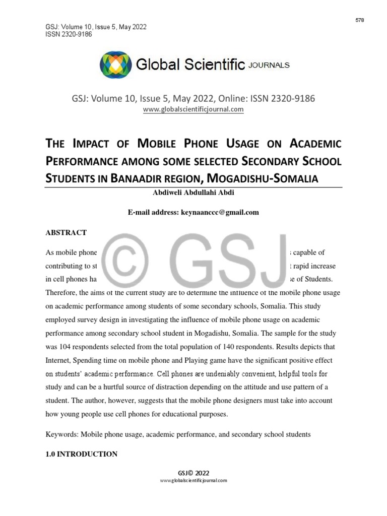 Mobile Phones and Student Performance in Mogadishu | PDF | Coefficient ...