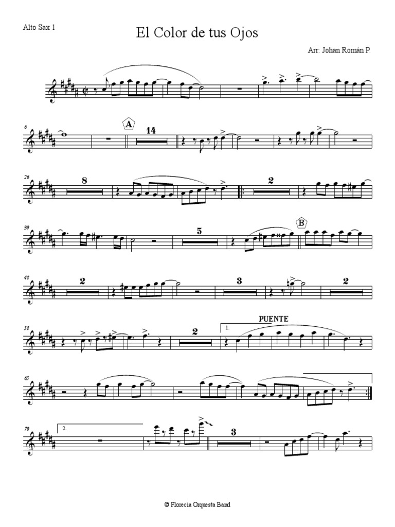 El Color de Tus Ojos - Alto Sax 1 | PDF | Lexicologie | Langues du ...
