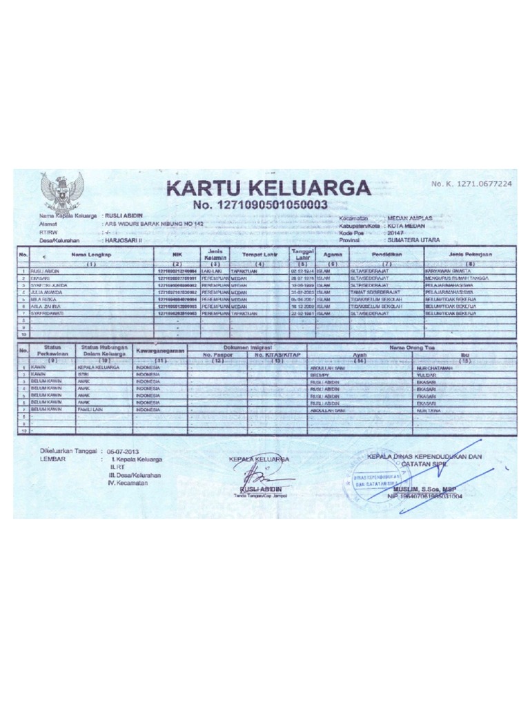 Kartu Keluarga | PDF