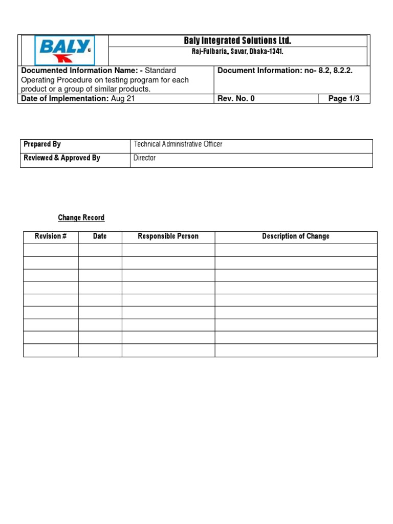 21) SOPTesting Procedure PDF