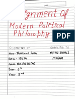 Tamanna Garg Roll No - 19-14 6 Sem 3rd Year Assignment of Modern Political Philosophy