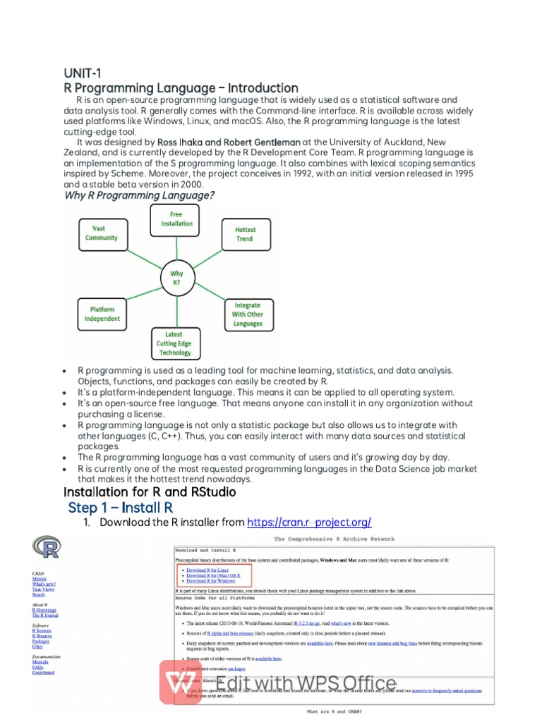 Unit 1 PDF Data Type R (Programming Language)