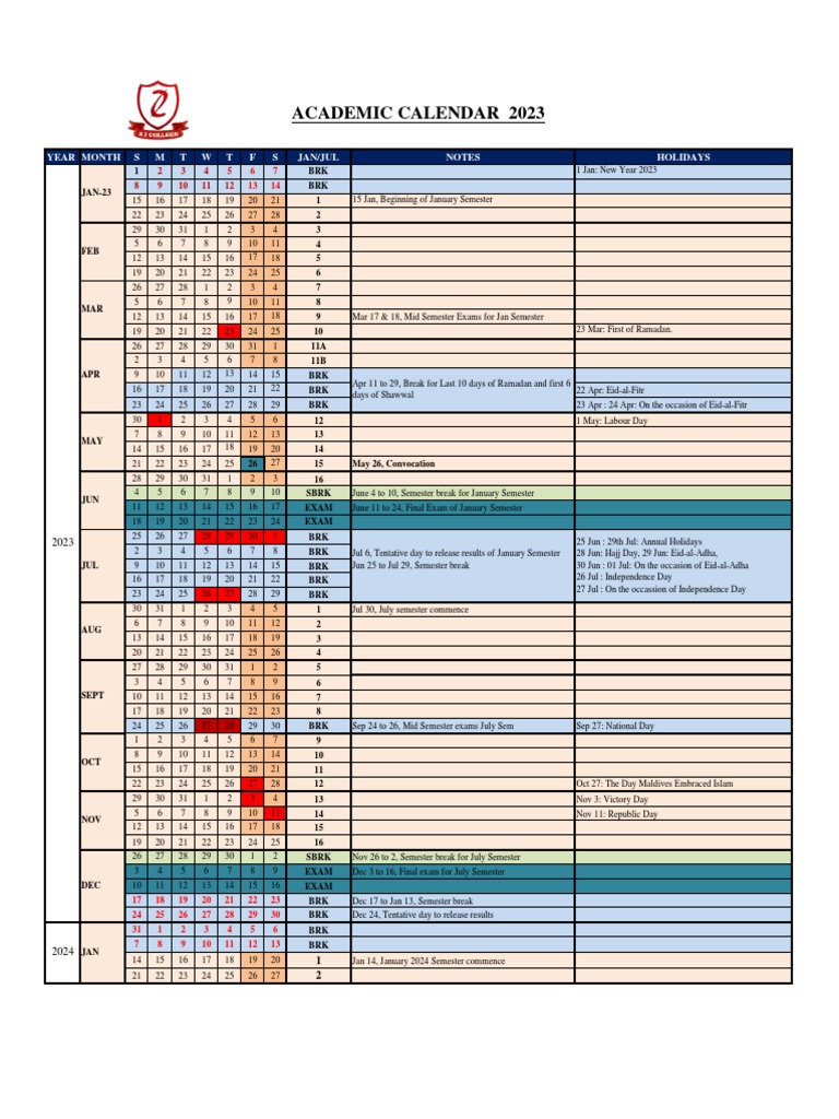 Academic Calendar 2023 - January (Students) | PDF | Academic Term ...