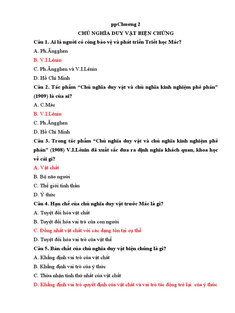 trac nghiem triet học chuong 2 | PDF