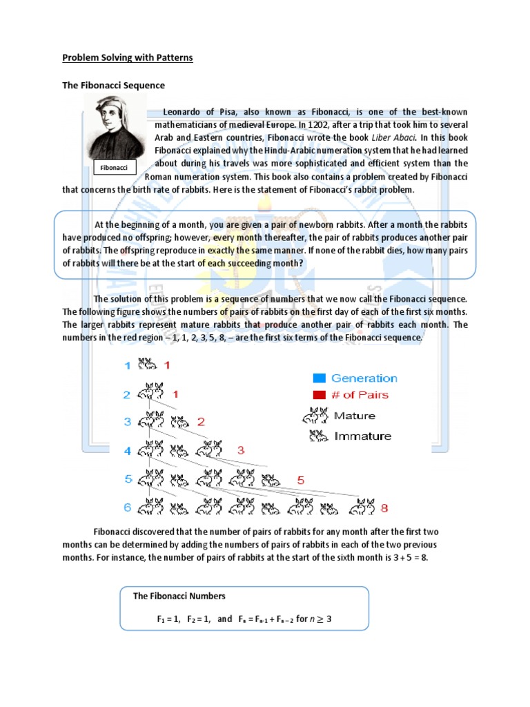 LESSON 2 Problem Solving With Patterns The Fibonacci Sequence pdf1 ...