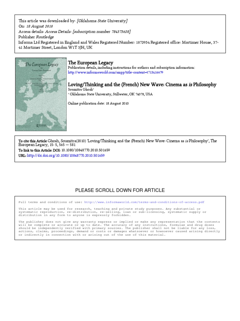 Cinema as Philosophy Examining the Relationship Between Film and