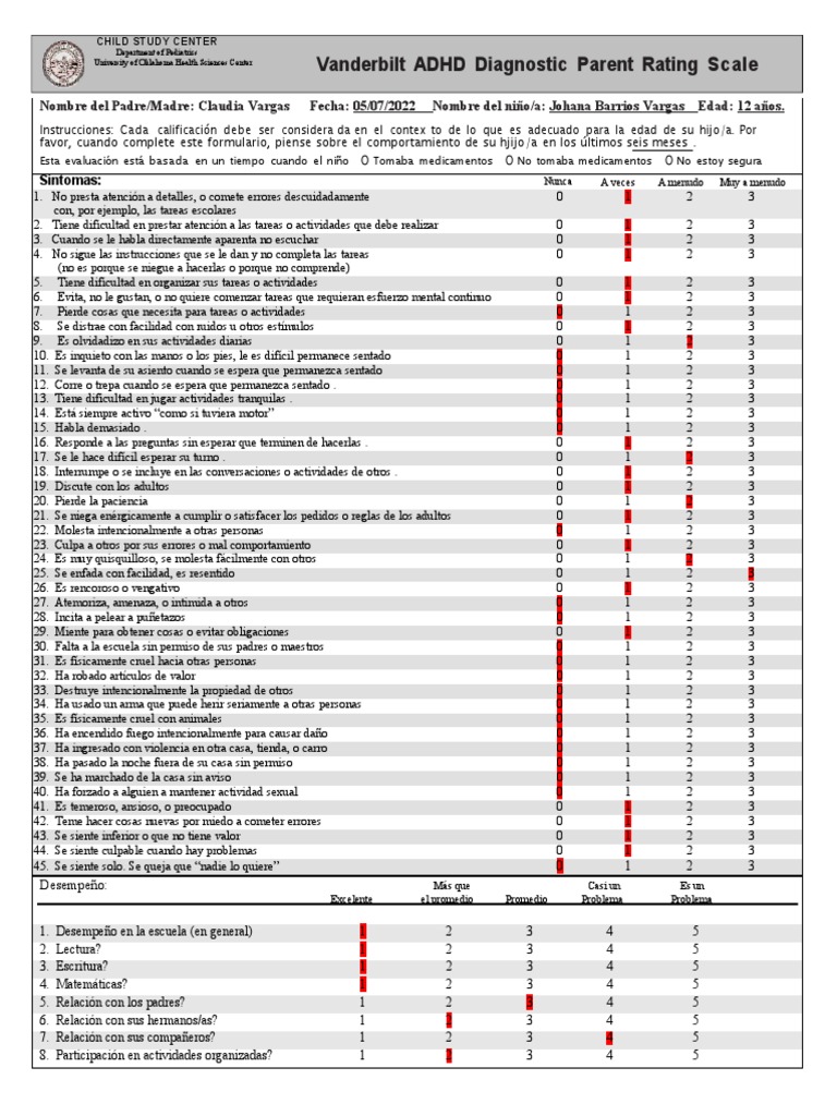 Vanderbilt adhd padres pdf