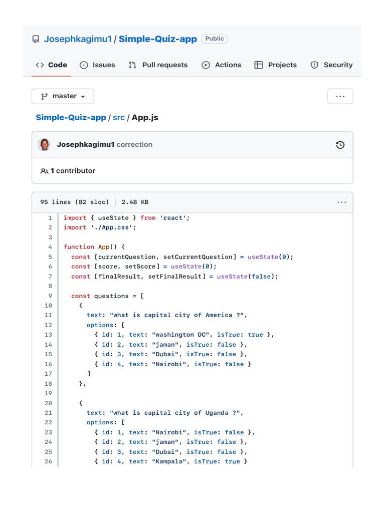 Simple Quiz App App - Js at Master Josephkagimu1 Simple Quiz App GitHub ...