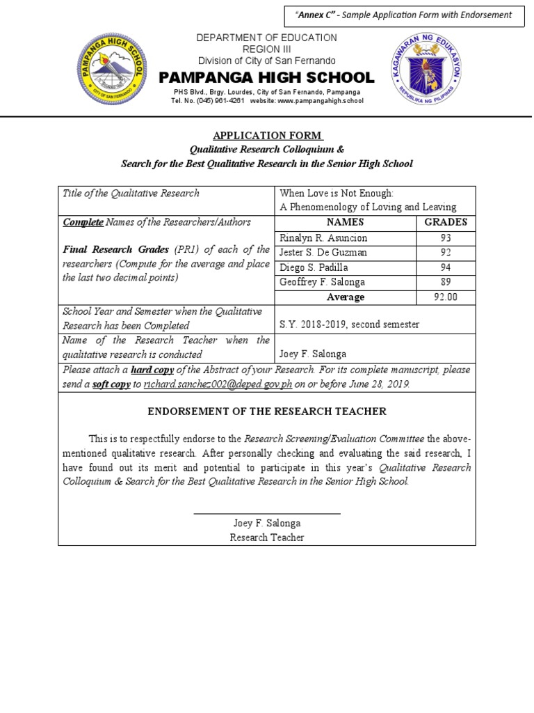 3 Application Form With Endorsement | PDF