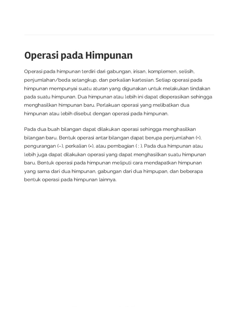 Operasi pada himpunan idschool pdf