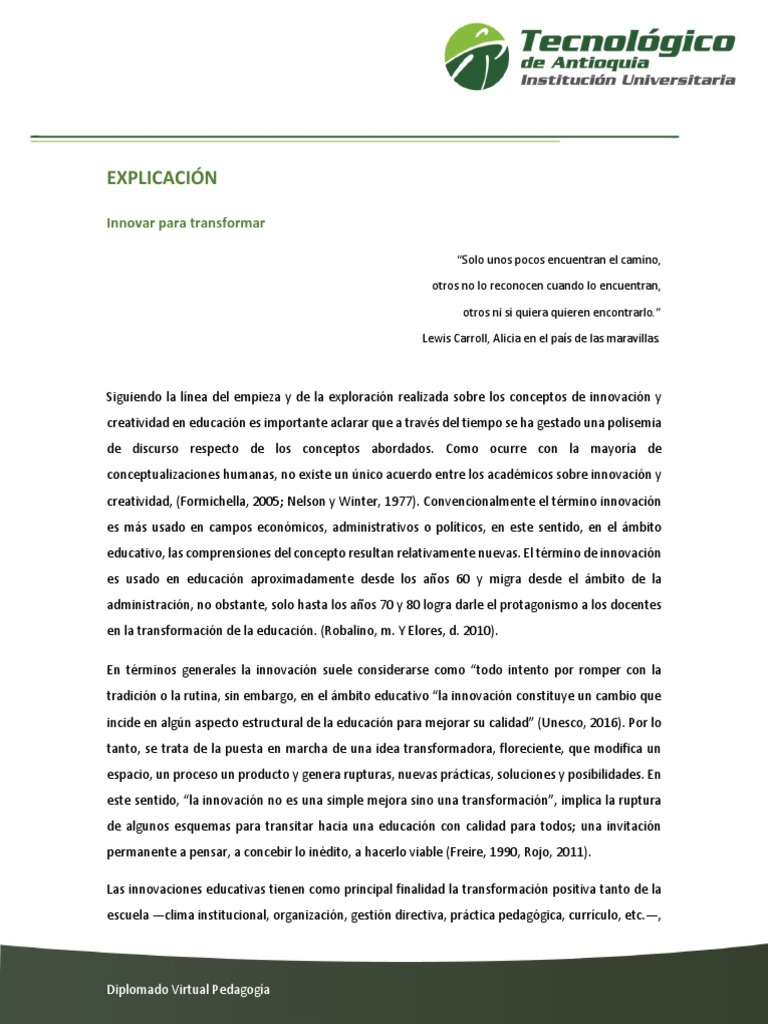 Innovación Educativa en el Aula | PDF | Innovación | Creatividad