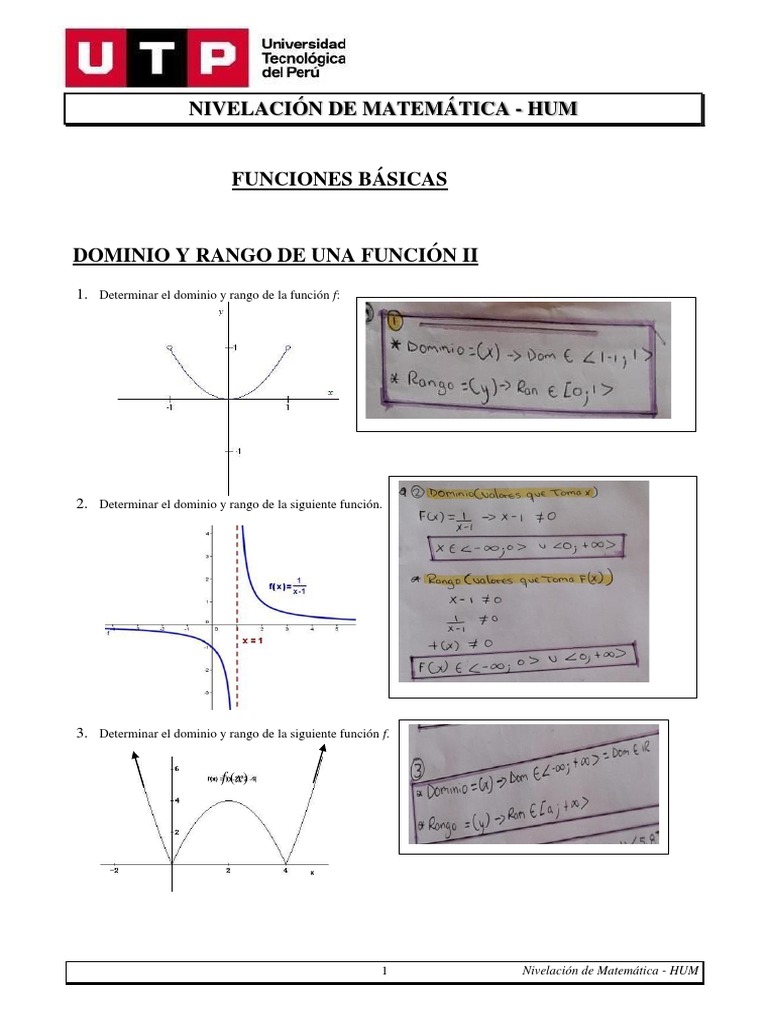 Dominio y Rango de Funciones Matemáticas | PDF