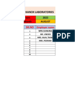 Attendance Sheet of August