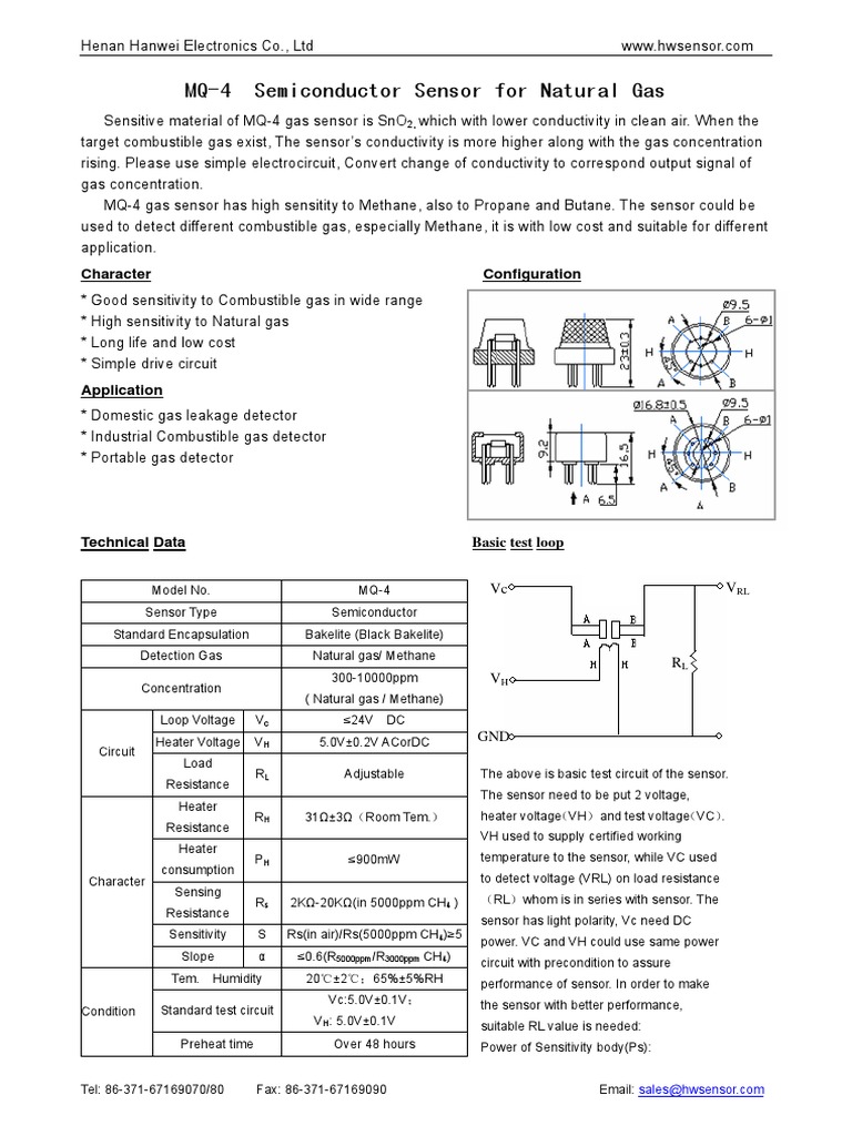 MQ 4 HenanHanweiElectronics | PDF | Sensor | Corrosion