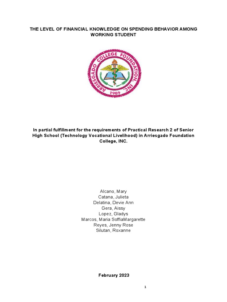 Financial Literacy for Students | PDF | Survey Methodology | Self Control