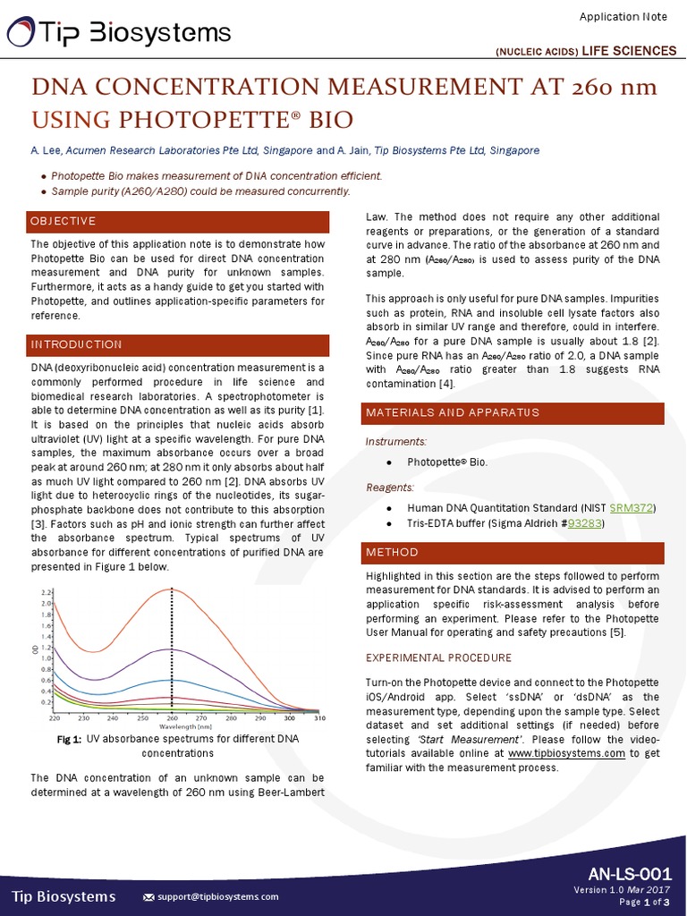 AN LS 001 DNA Measurement | PDF | Physical Sciences | Scientific Techniques