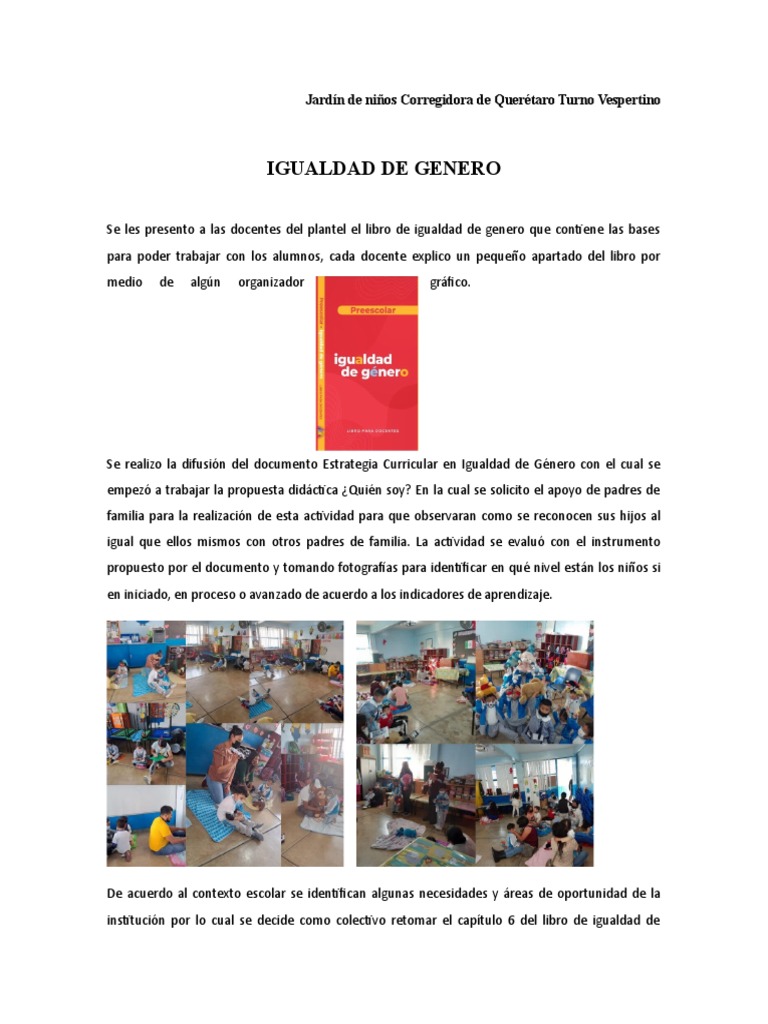 Estrategias de Igualdad de Género en Preescolar | PDF | Salud y bienestar