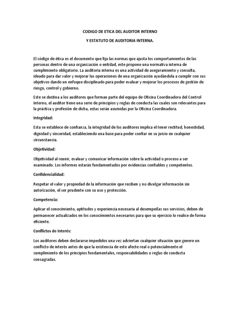 Codigo de Etica Del Auditor Interno | PDF | Auditoría | Evaluación