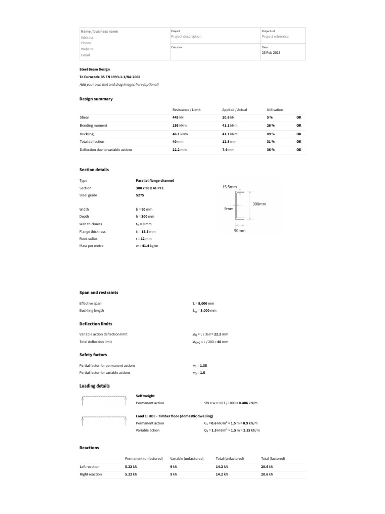 Report steel beam calculator pdf buckling bending