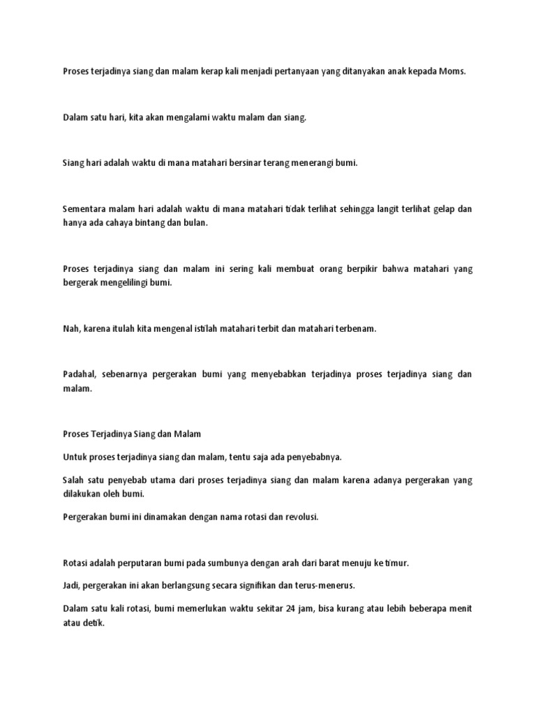 Proses Terjadinya Siang Dan Malam | PDF