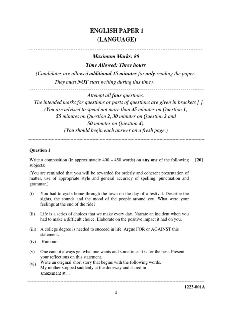 ISC 2023 English Language Question Paper PDF