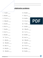 Multiplication Problems: Name Date