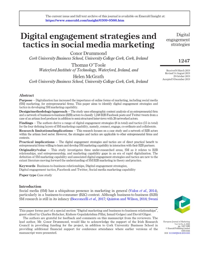 Digital Engagement in B2B Social Media | PDF | Marketing | Entrepreneurship