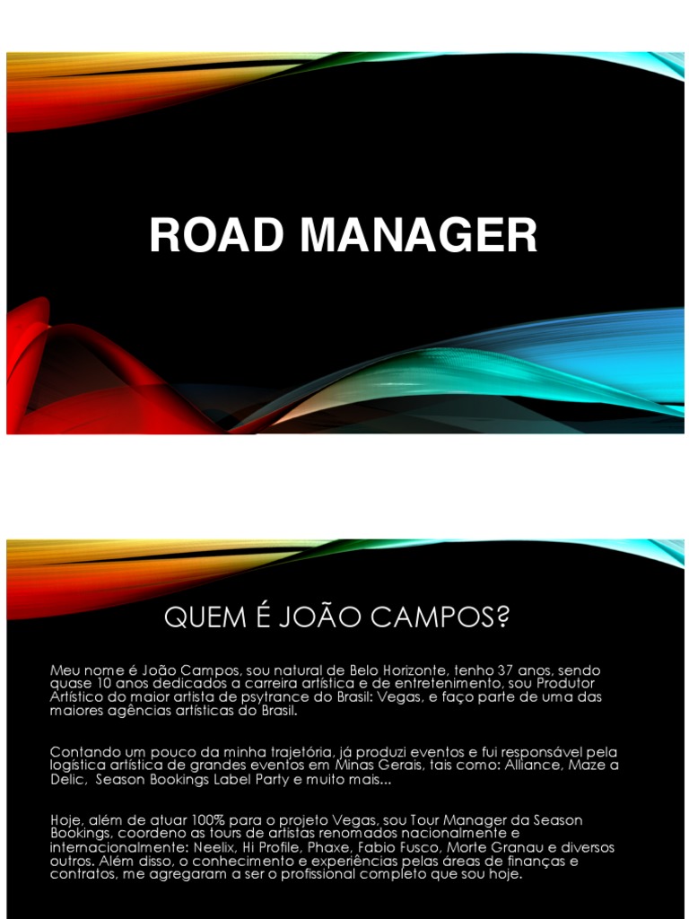 Road Manager Apresentacao Completa New PDF Tempo Comentários