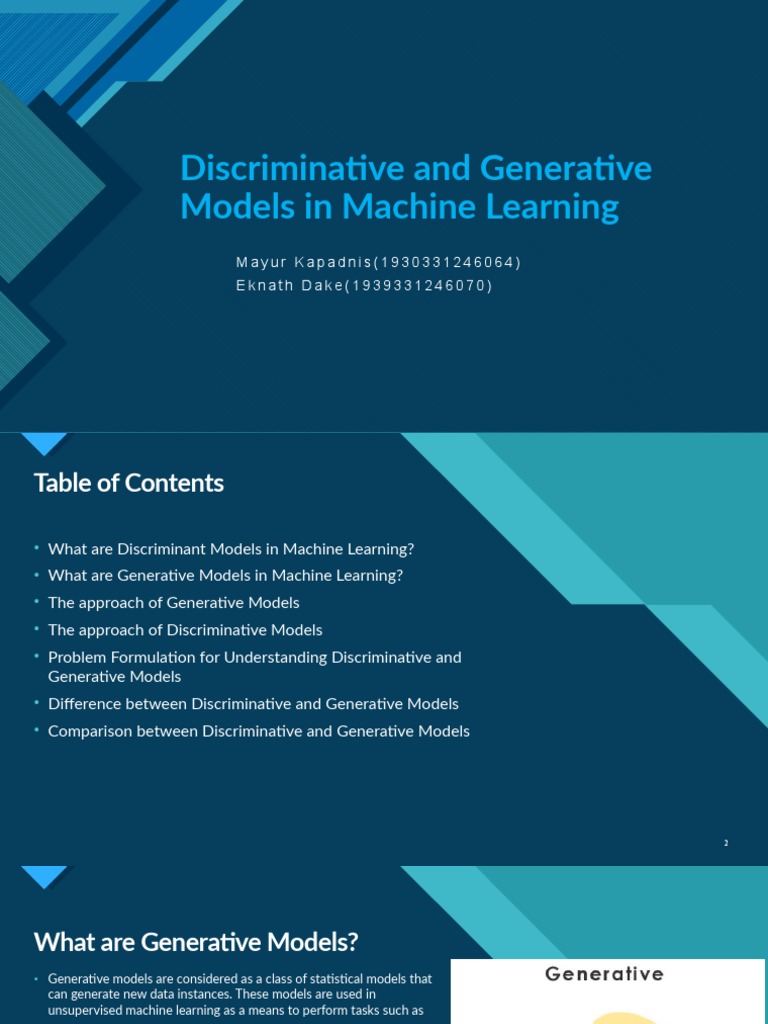 Discriminative and Generative Models in Machine Learning | PDF ...