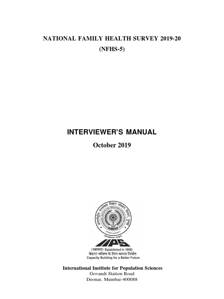 NFHS-5 Interviewer's Manual 2019-20 | PDF | Sexual Harassment | Survey ...