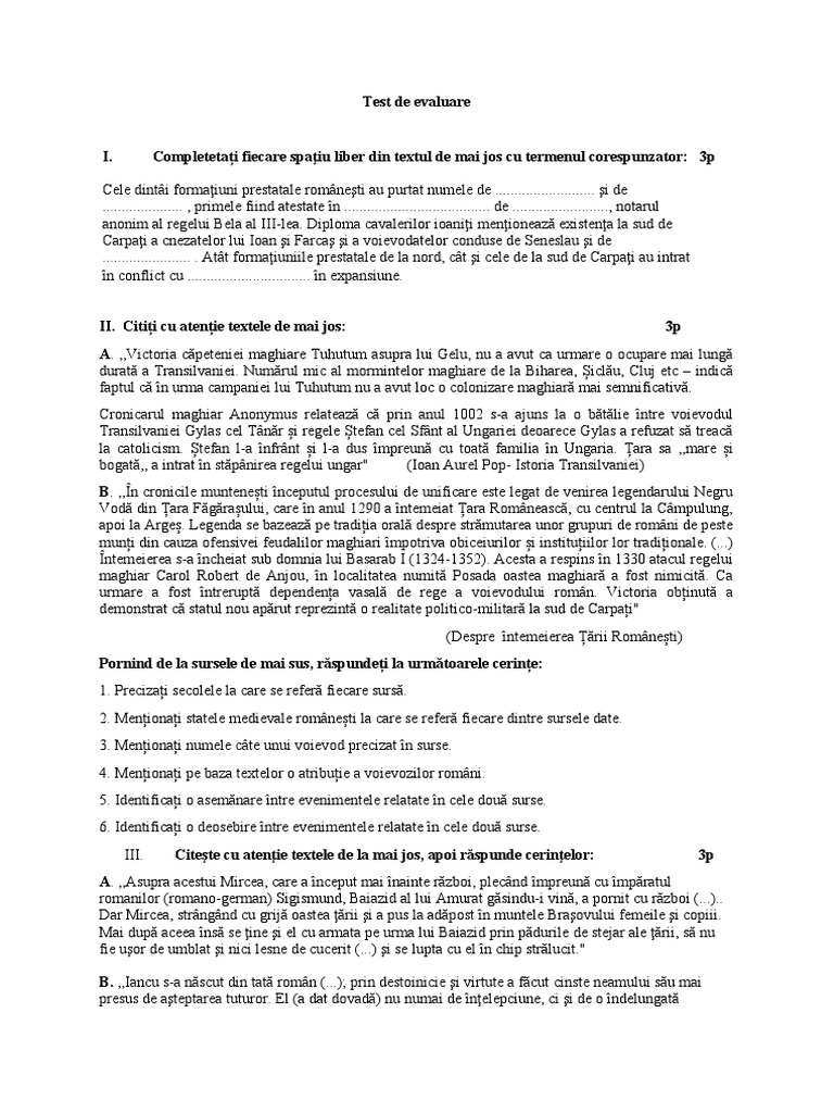 Test Cls 8 Ev Mediu | PDF
