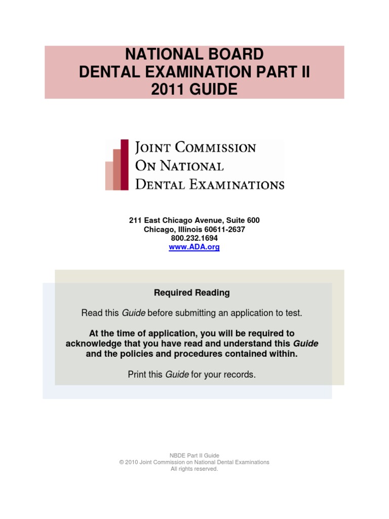 National Board Dental Examination Part Ii 2011 GUIDE: Required Reading ...