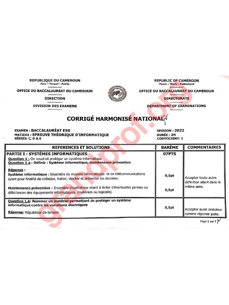 Info Bac CD Corrigé | PDF