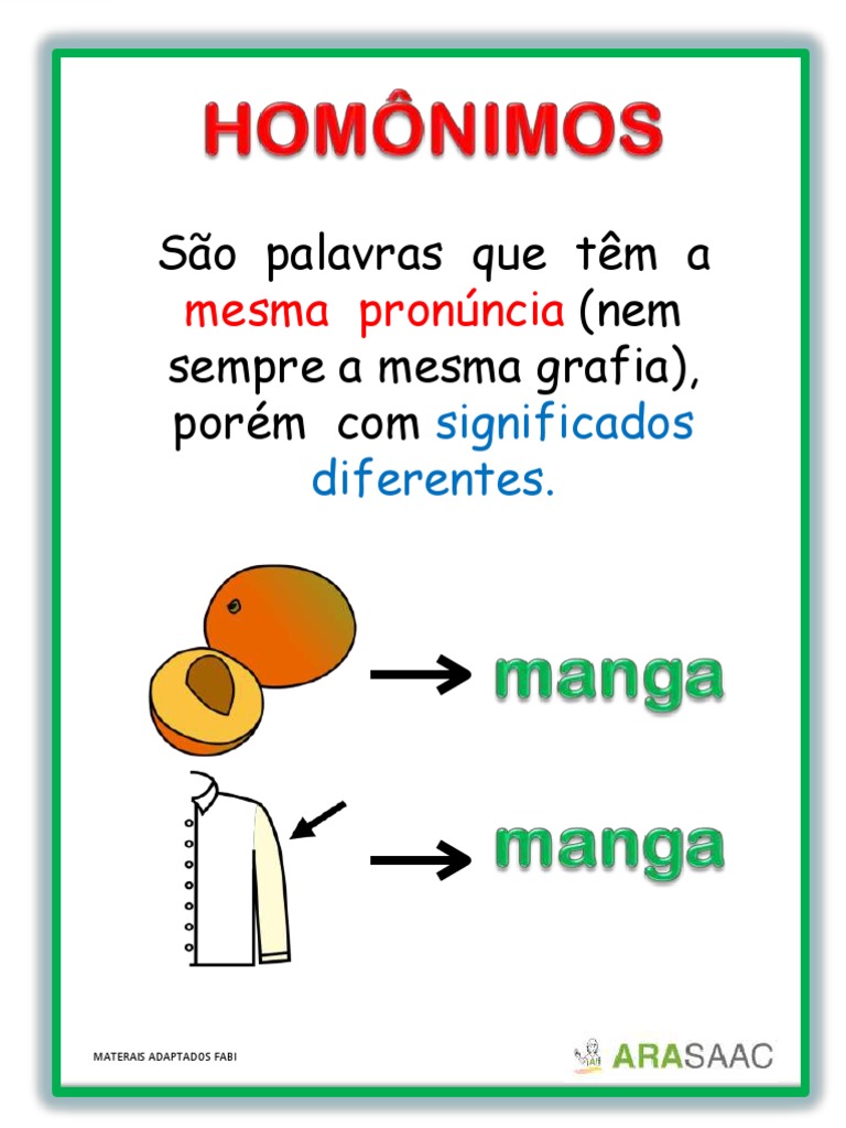 Homônimos: Significados e Exemplos | PDF | Poesia