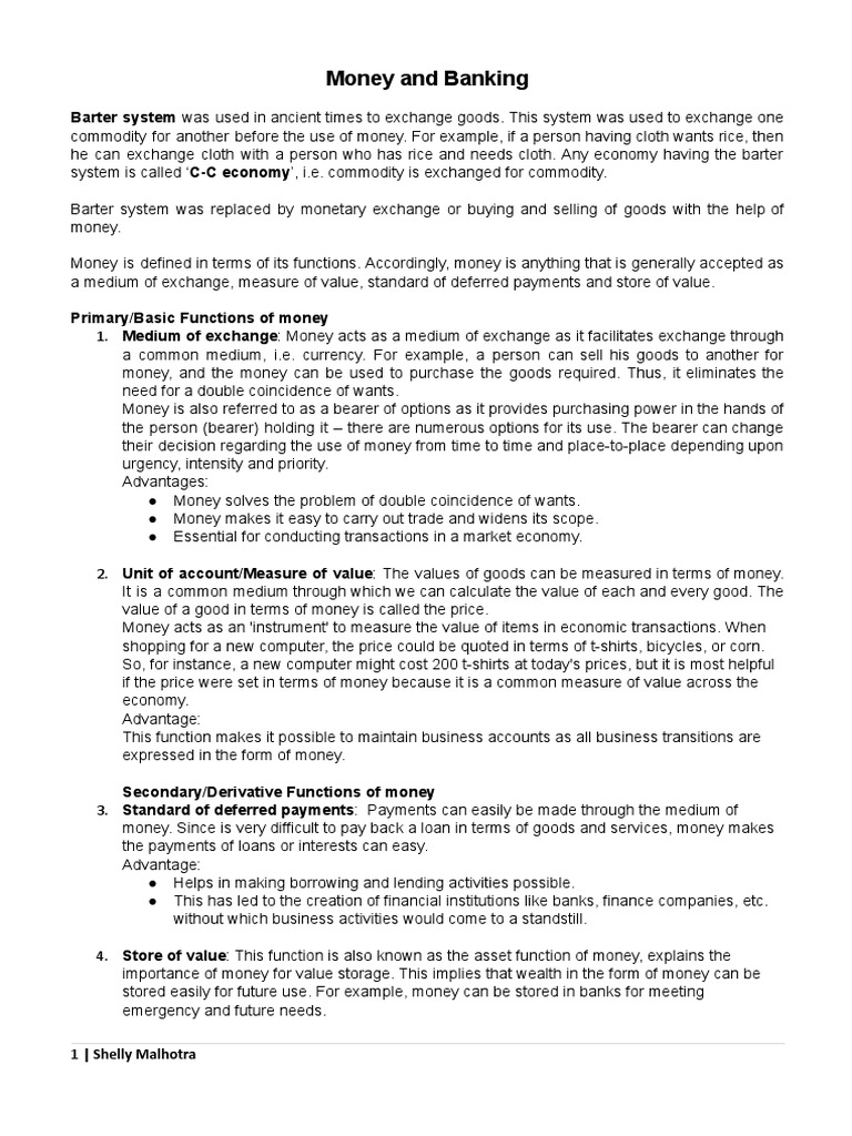 Macroeconomics Class 12 Money and Banking PDF Repurchase Agreement
