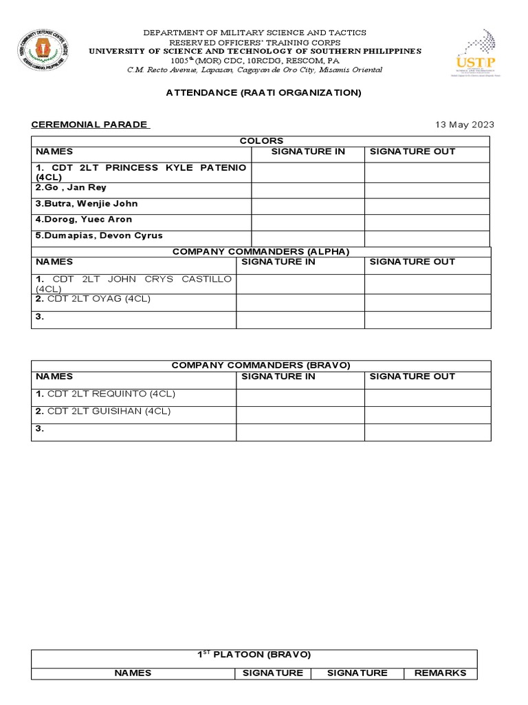 Ceremonial Paraade (Attendance) (1 | PDF