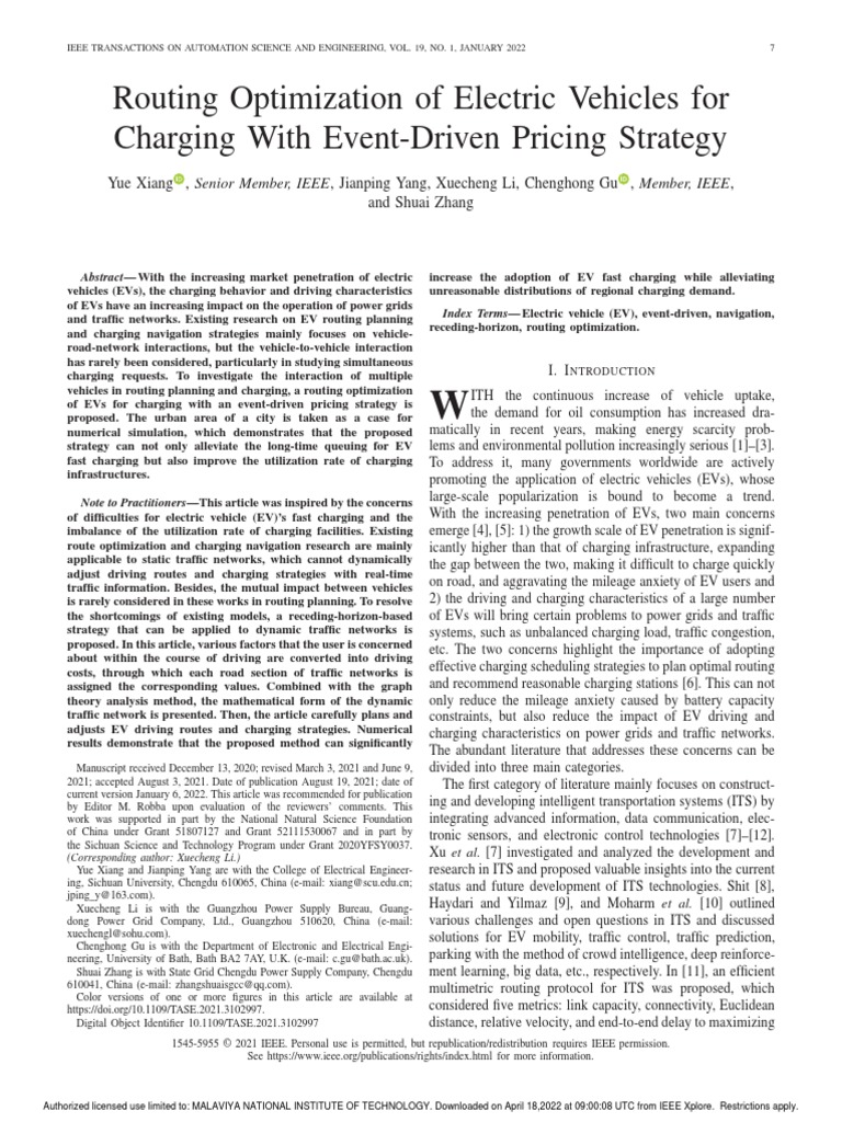 2021 Routing Optimization of Electric Vehicles For Charging With EventDriven Pricing Strategy