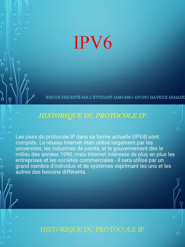 Introduction au protocole IPv6 et ses avantages | PDF | I Pv6 | Adresse IP