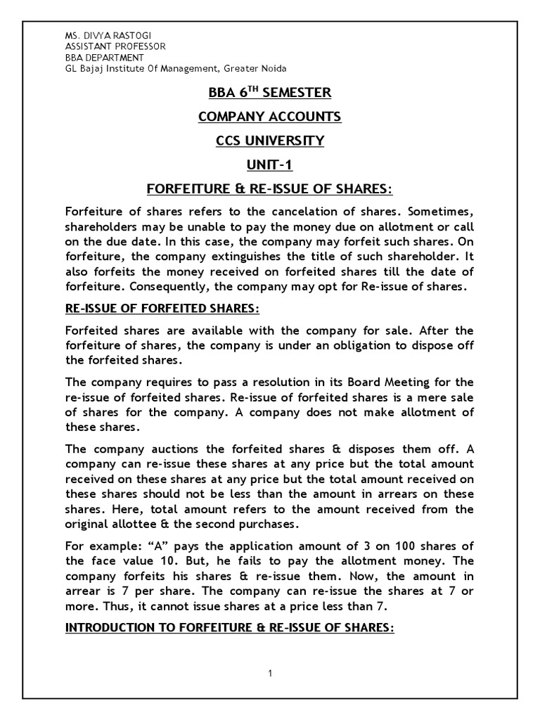Company accounts bba 6th sem ccs unit 1 pdf business economics