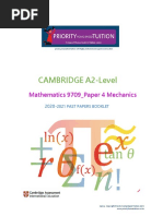 Caie A2 Level Paper 4 Mechanics Past Papers Booklet - 2020-2021 PHBT