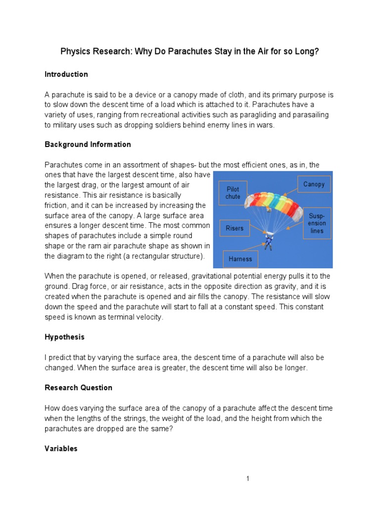 Physics Research How Do Parachutes Stay in The Air For So Long? PDF