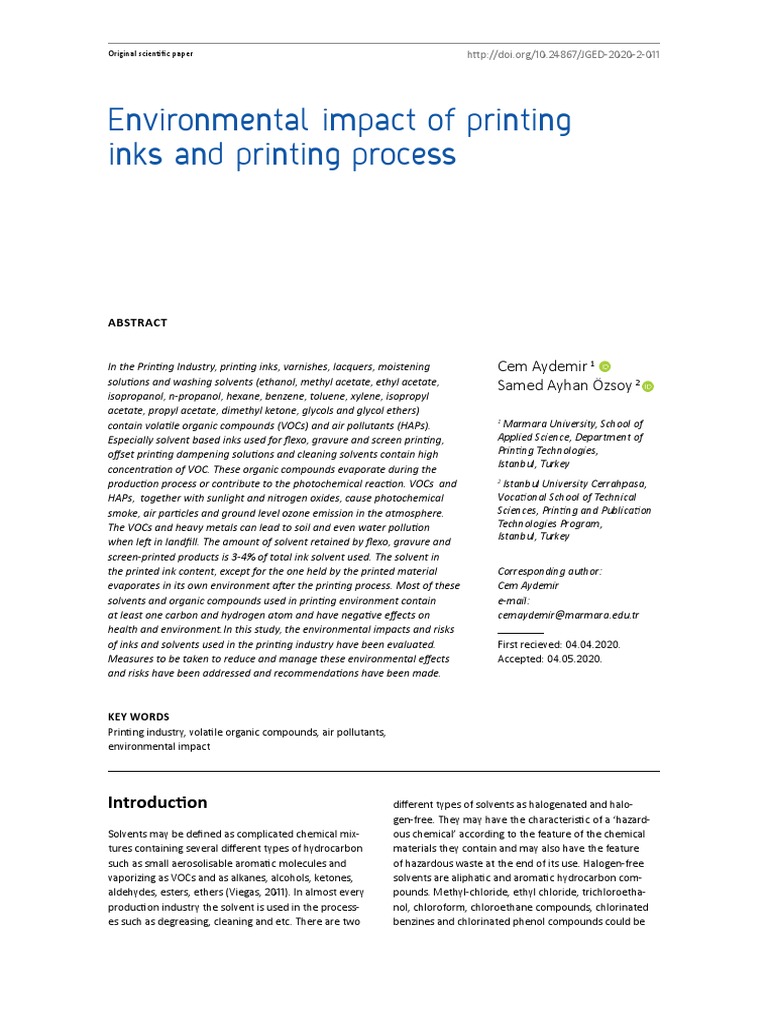 Printing Industry's Environmental Impact | PDF | Volatile Organic ...