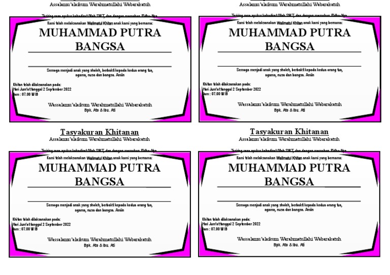 (Draft) KARTU UCAPAN TASYAKURAN KHITANc C | PDF
