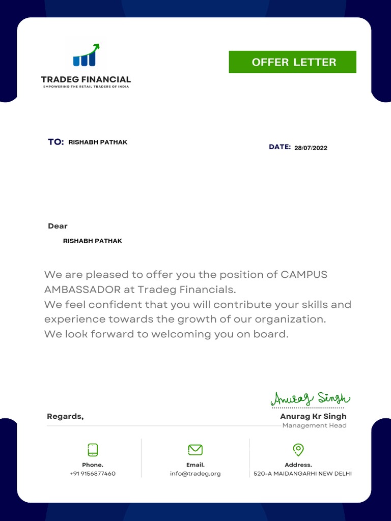 Ca Offfer Letter | PDF | Sales | Business Ethics