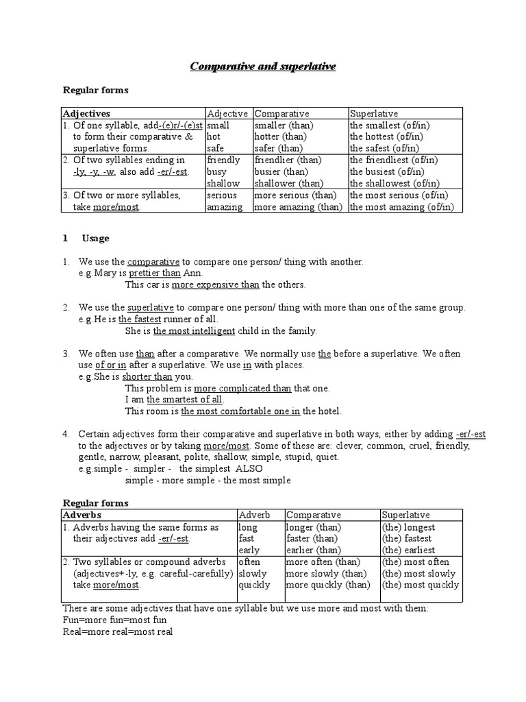 Comparative and Superlative | PDF | Adjective | Laptop