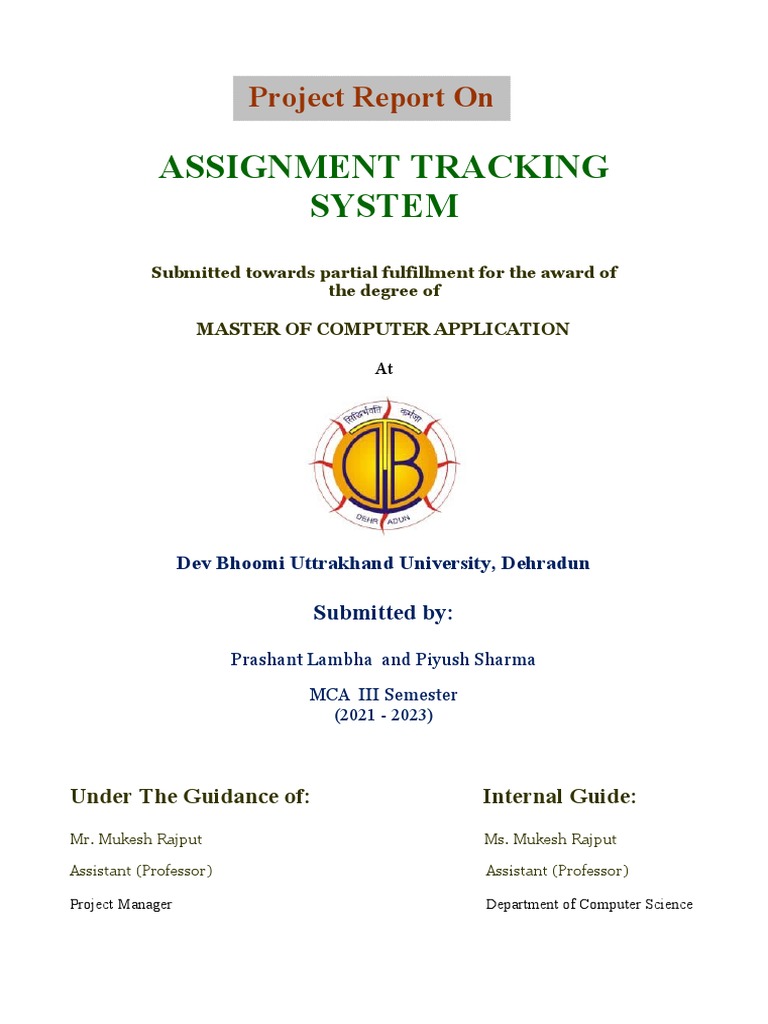 Assignment Tracking System Report File | PDF | Html | World Wide Web