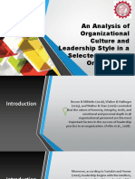 An Analysis of Organizational Culture and Leadership Style in A Selected Learning Organization (Specify Your Target School and Respondents)
